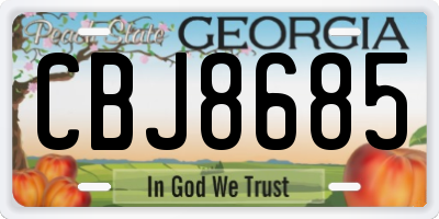 GA license plate CBJ8685
