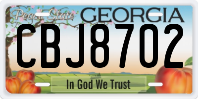 GA license plate CBJ8702