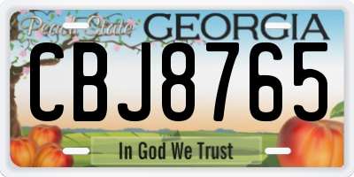 GA license plate CBJ8765