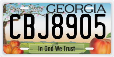 GA license plate CBJ8905