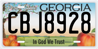 GA license plate CBJ8928