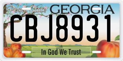GA license plate CBJ8931