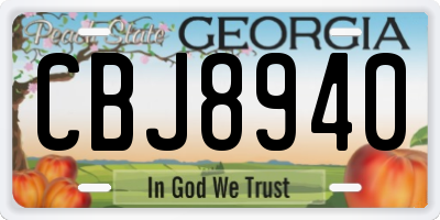 GA license plate CBJ8940