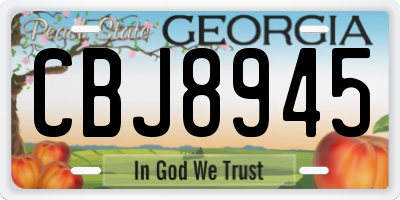 GA license plate CBJ8945