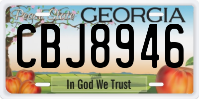 GA license plate CBJ8946
