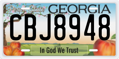 GA license plate CBJ8948