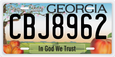 GA license plate CBJ8962