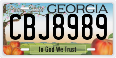 GA license plate CBJ8989