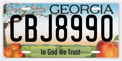 GA license plate CBJ8990