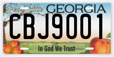 GA license plate CBJ9001