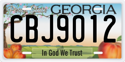 GA license plate CBJ9012