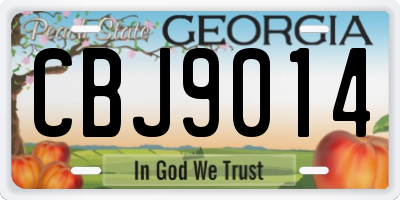 GA license plate CBJ9014