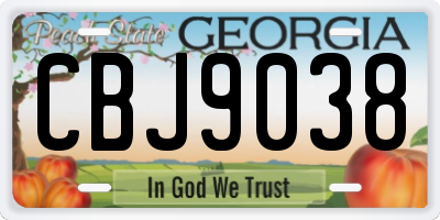 GA license plate CBJ9038