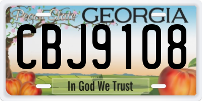 GA license plate CBJ9108