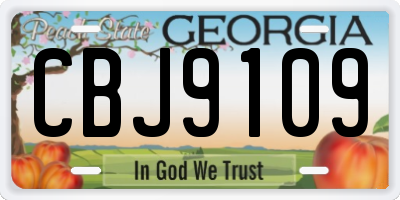 GA license plate CBJ9109