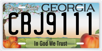 GA license plate CBJ9111