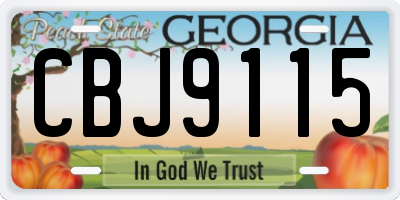 GA license plate CBJ9115