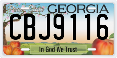 GA license plate CBJ9116