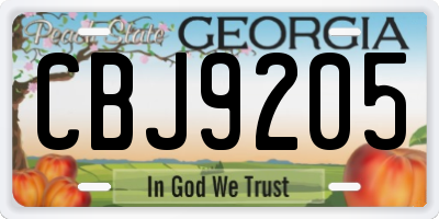 GA license plate CBJ9205