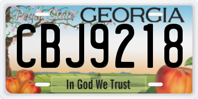 GA license plate CBJ9218