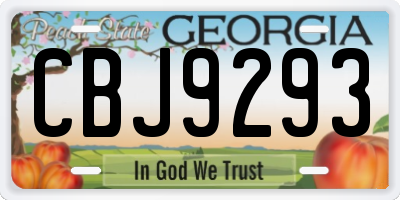 GA license plate CBJ9293