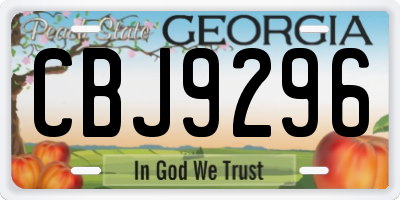 GA license plate CBJ9296