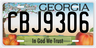 GA license plate CBJ9306