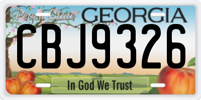 GA license plate CBJ9326