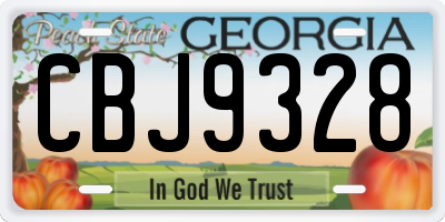 GA license plate CBJ9328