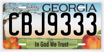 GA license plate CBJ9333