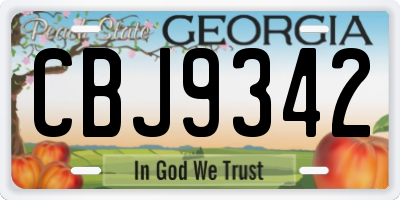 GA license plate CBJ9342