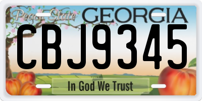 GA license plate CBJ9345