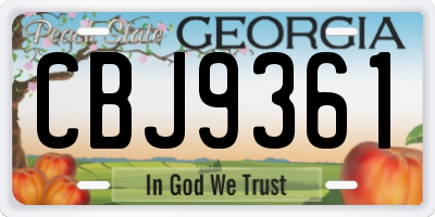 GA license plate CBJ9361