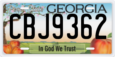GA license plate CBJ9362