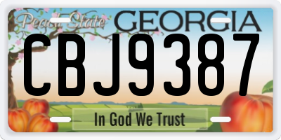 GA license plate CBJ9387