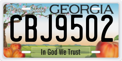 GA license plate CBJ9502