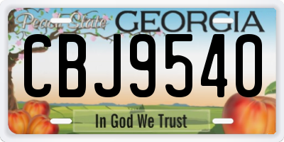 GA license plate CBJ9540
