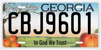 GA license plate CBJ9601