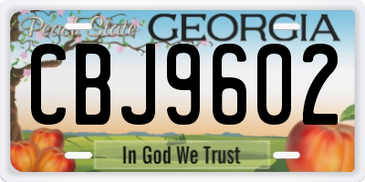 GA license plate CBJ9602