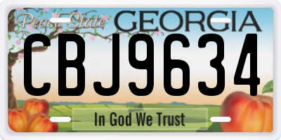 GA license plate CBJ9634