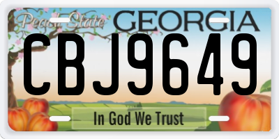 GA license plate CBJ9649