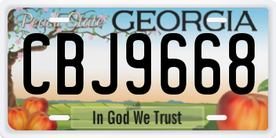 GA license plate CBJ9668