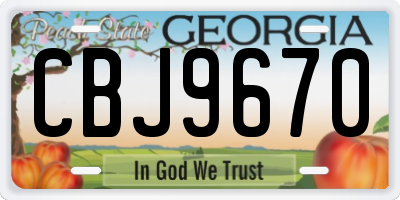 GA license plate CBJ9670