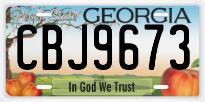 GA license plate CBJ9673
