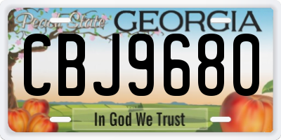 GA license plate CBJ9680