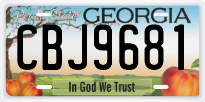 GA license plate CBJ9681