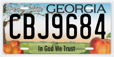 GA license plate CBJ9684