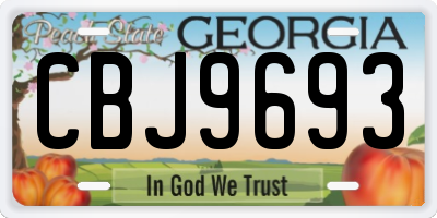GA license plate CBJ9693