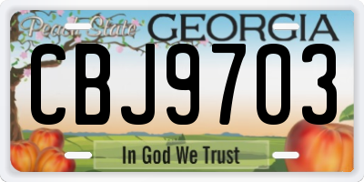 GA license plate CBJ9703