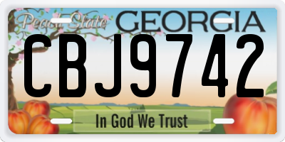GA license plate CBJ9742